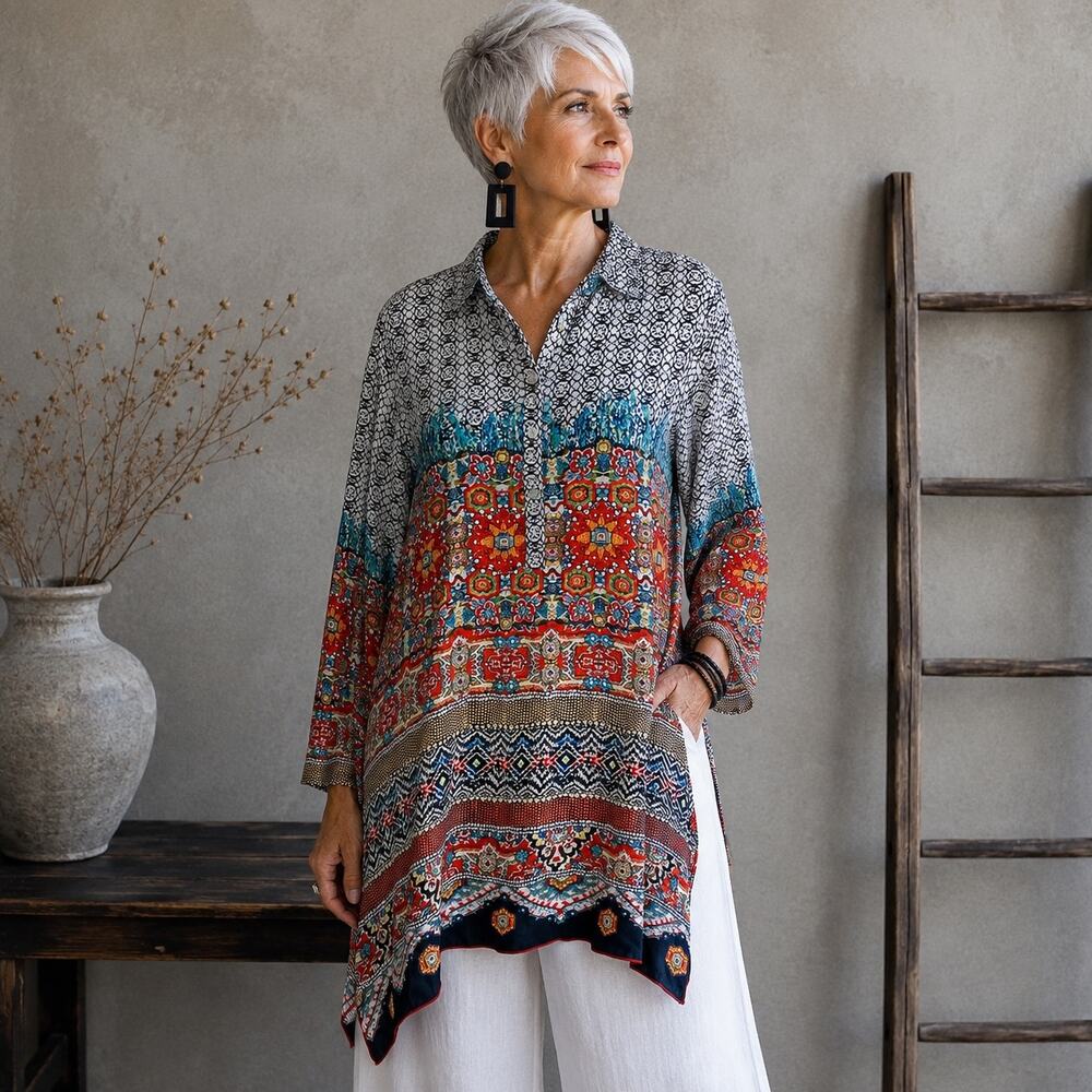 Love Kyla x Athleta Multicolor Geometric Floral Tunic Small